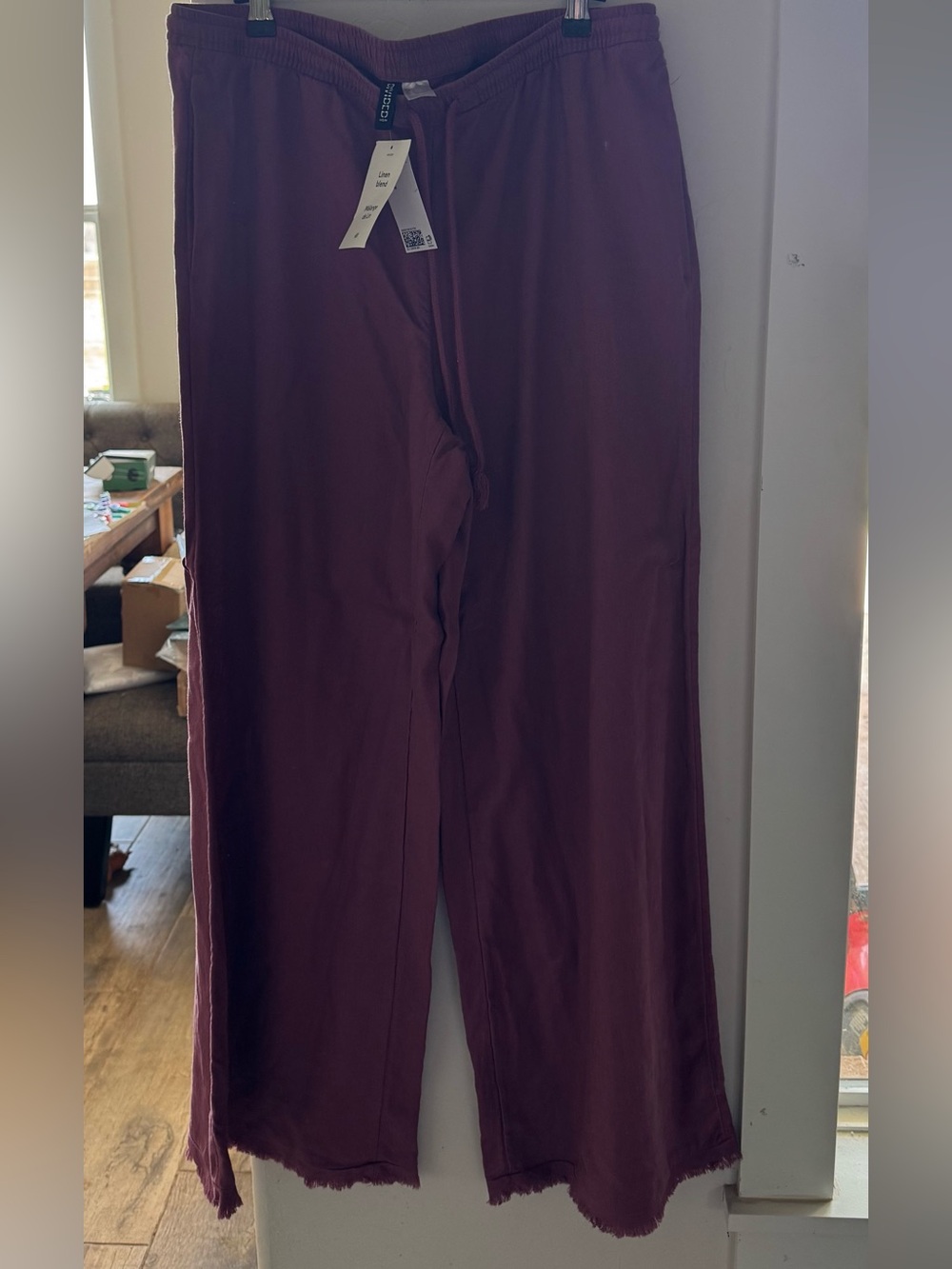 H&M Dusty Rose Linen-Blend Drawstring Pants
